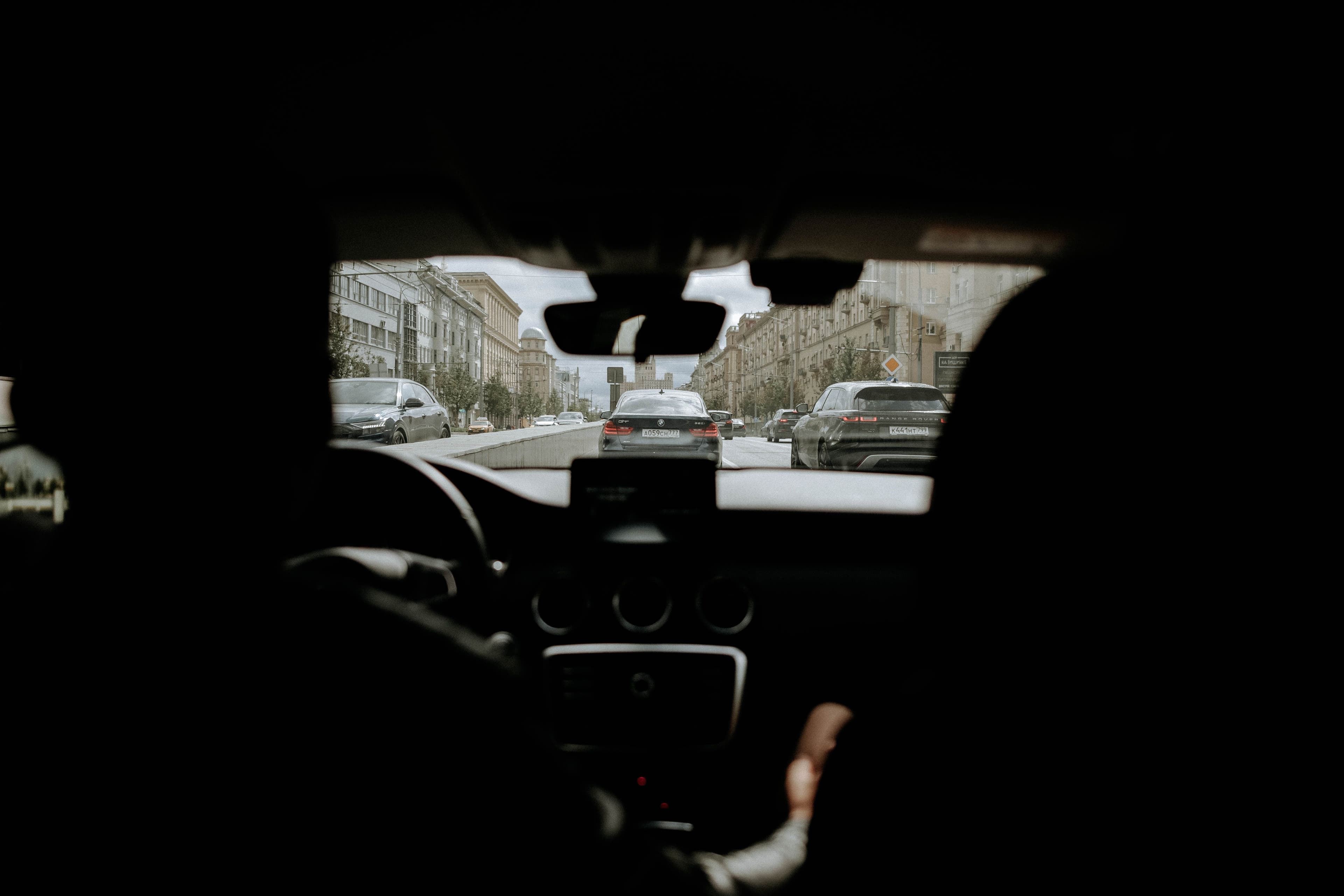 Driver hands on the steering wheel