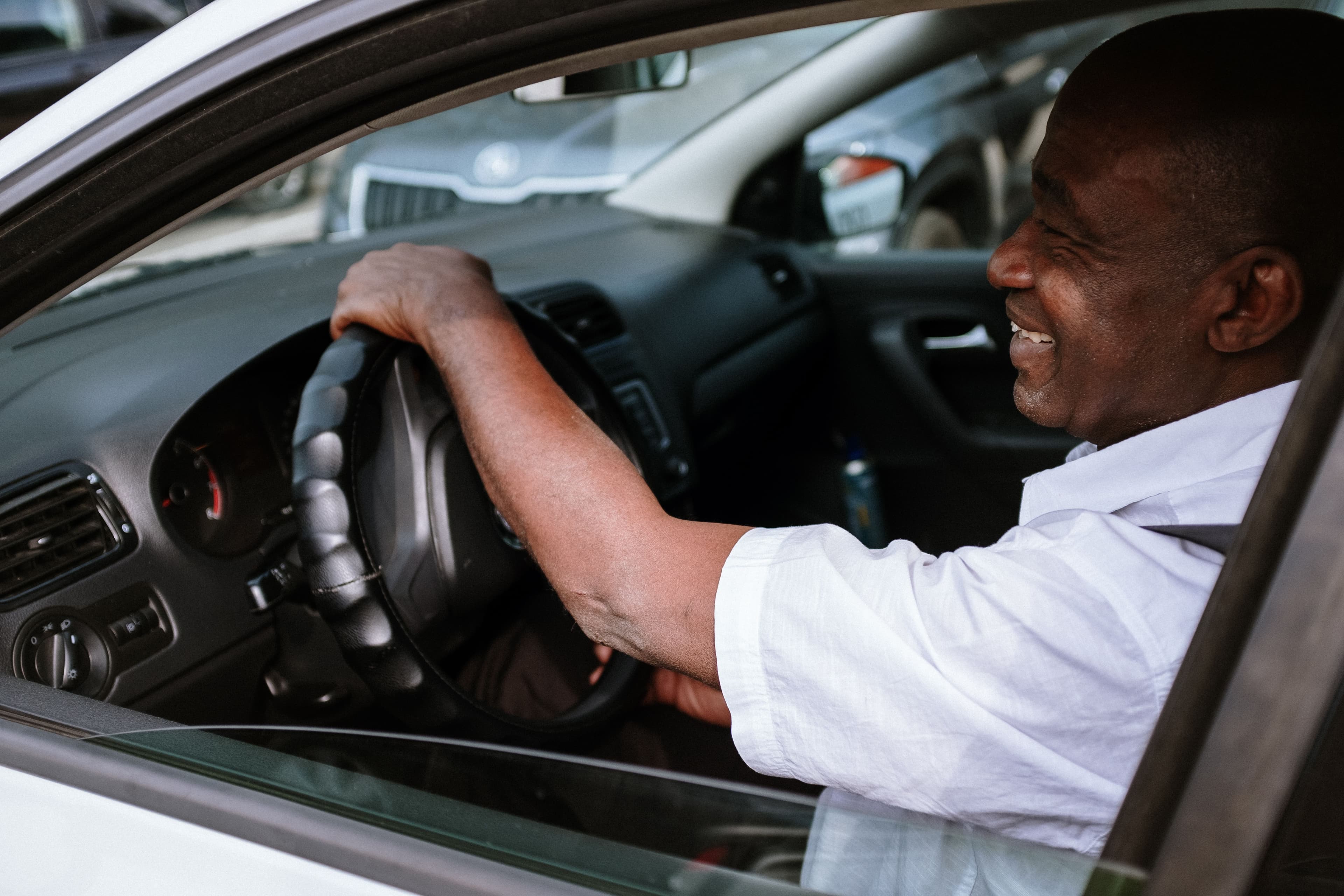 Driver behind the wheel