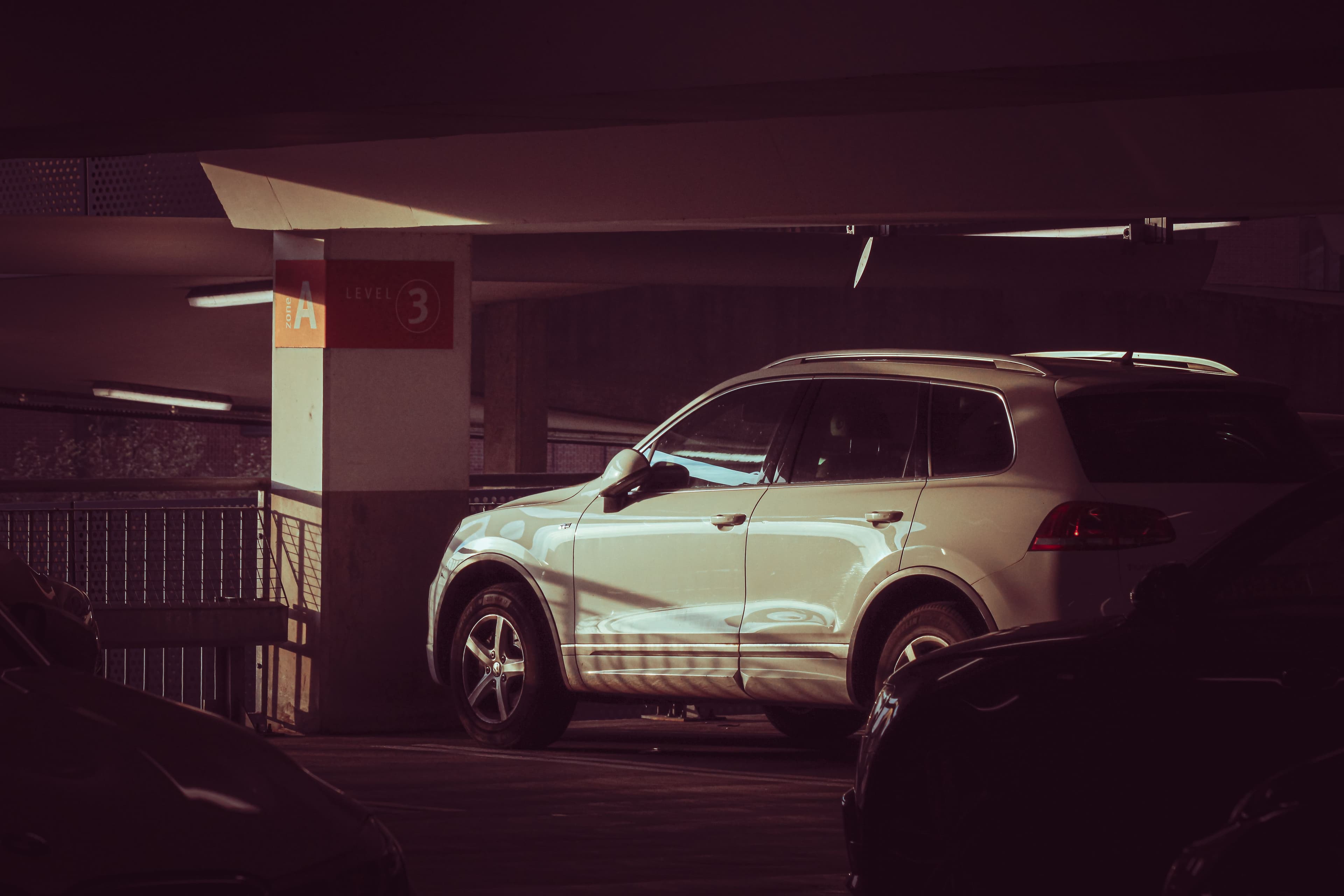 Car in a parking garage