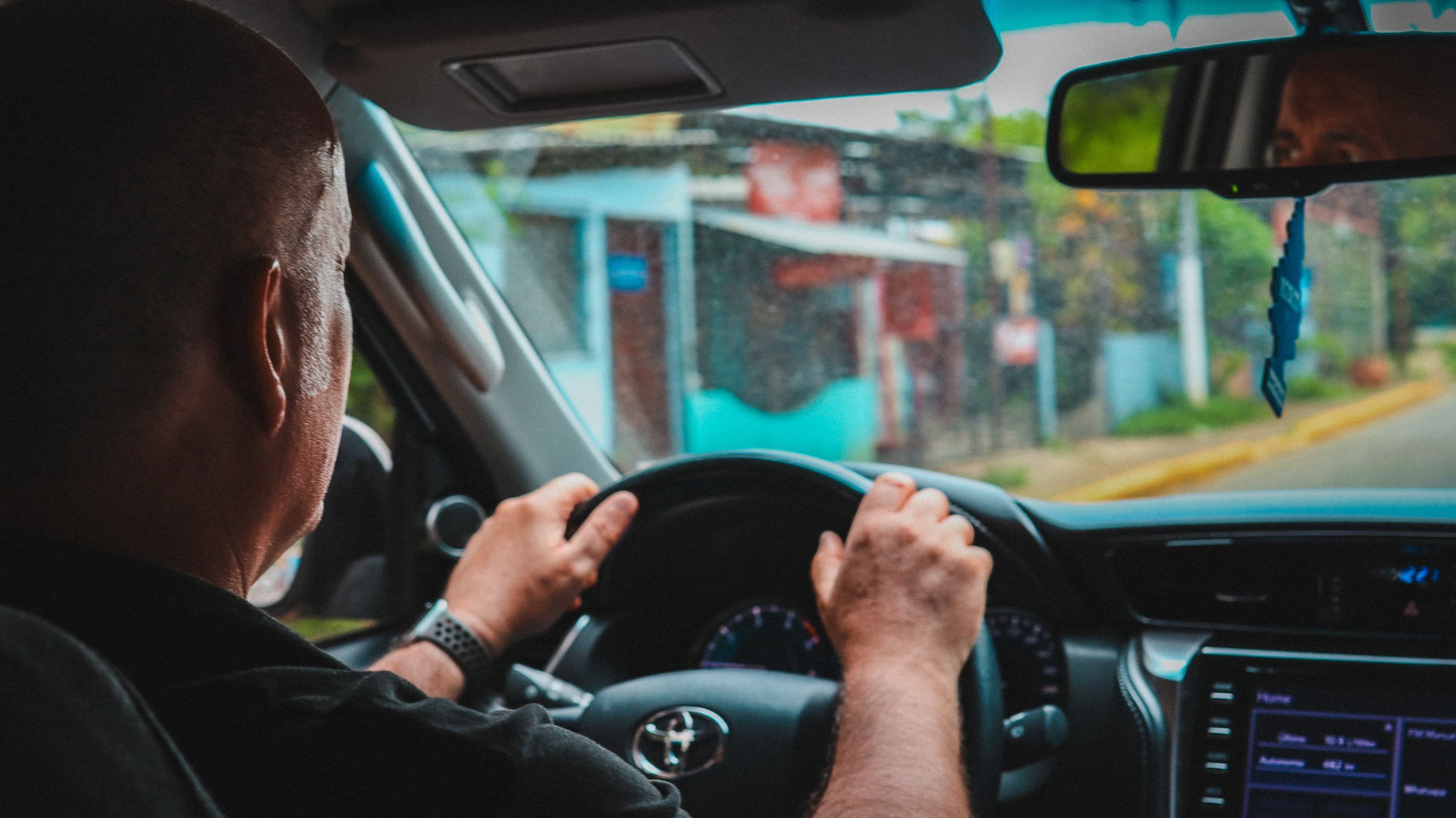 Driver behind the wheel