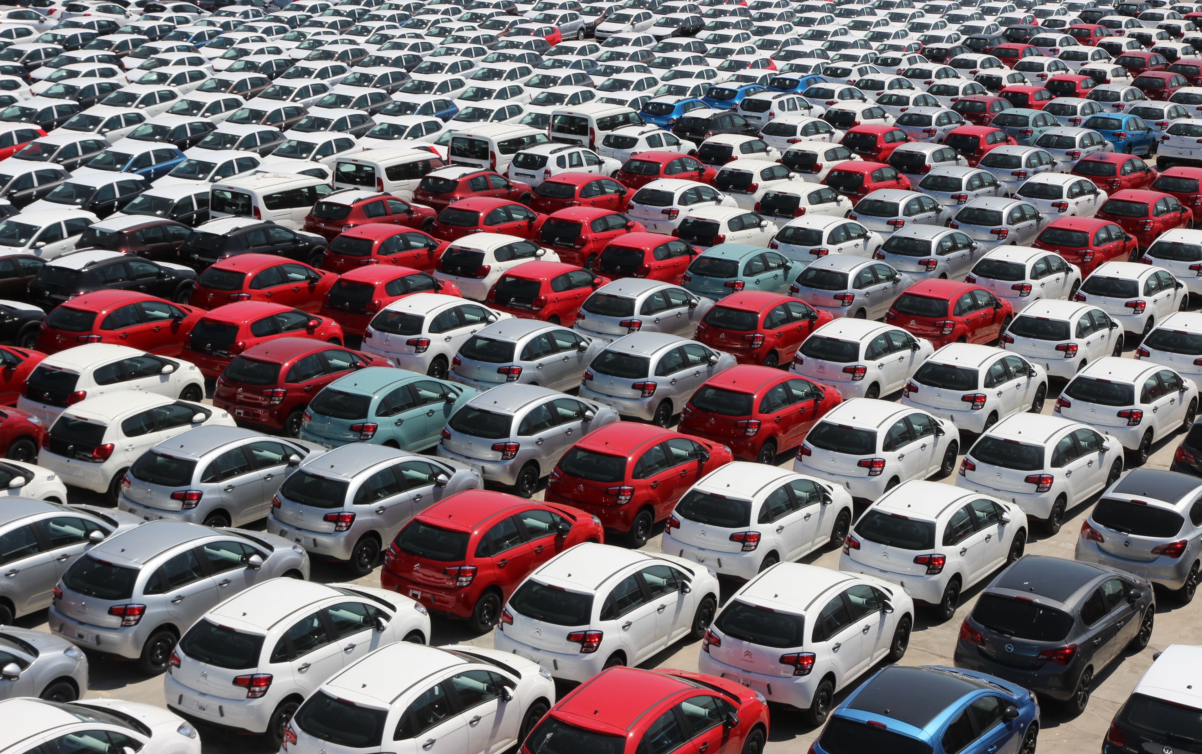 Fleet of cars in a city lot