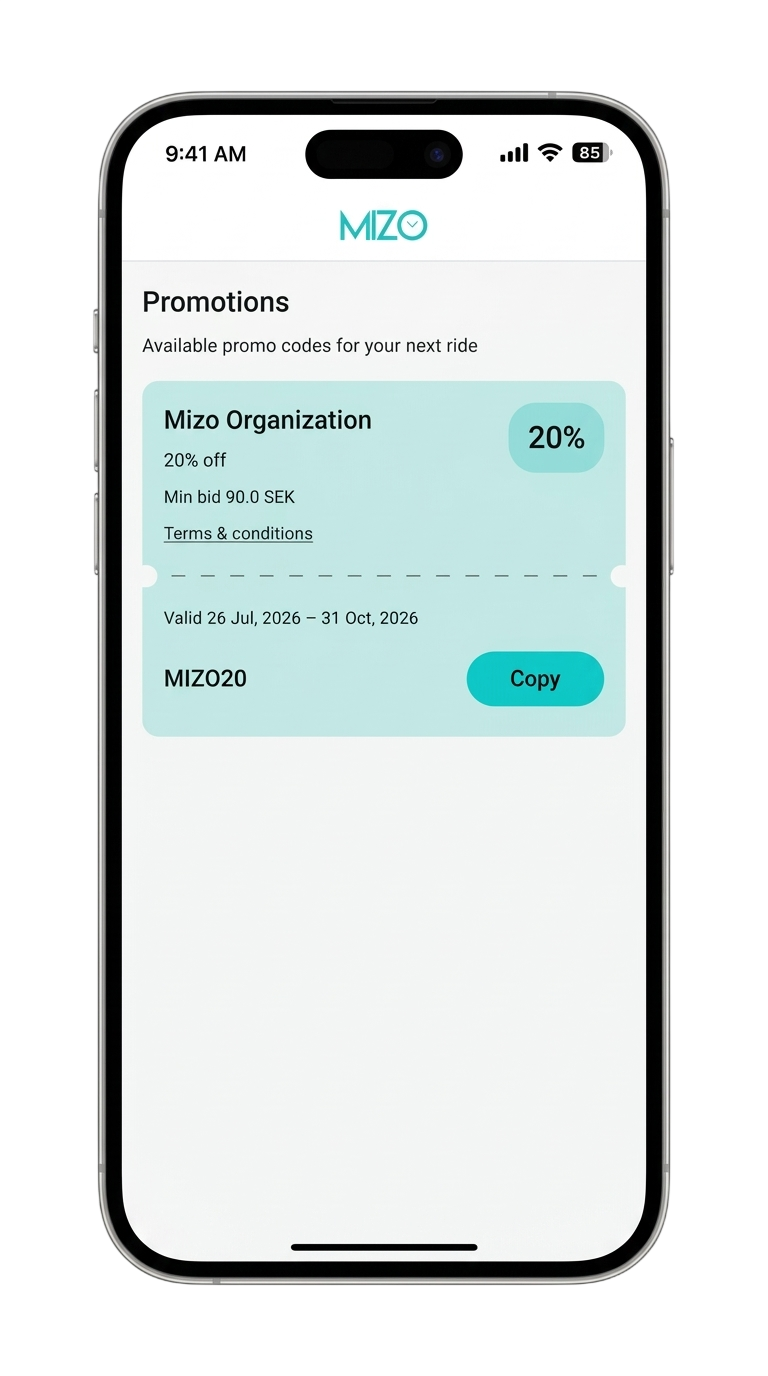 Promo code and booking experience